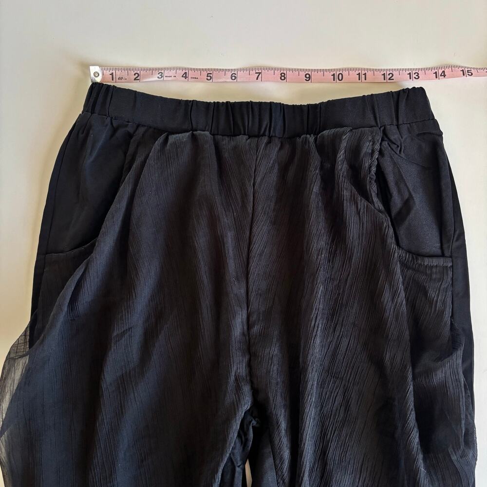 Pretty Angel Black Linen Blend Pull On Tapered Pants Womens Large Artsy Eclectic - Picture 4 of 8